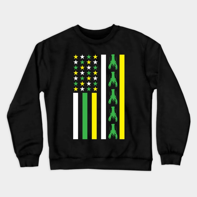 Mardi Gras American Flag Crawfish New Orleans Fat Tuesday Crewneck Sweatshirt by PodDesignShop